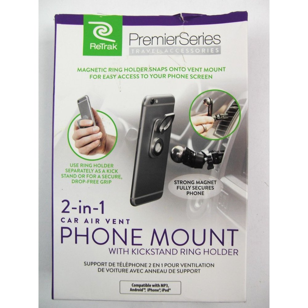 ReTrak Car Air Vent 2-in-1 Cell Phone Mount With kickstand & ring holder